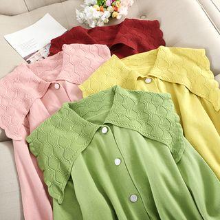 Scallop Edge Collared Cardigan