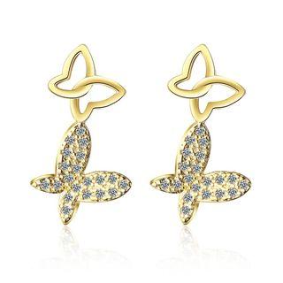 Rhinestone Butterfly Stud Earring As Shown In Figure - One Size