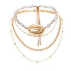 Alloy Shell Bead Layered Necklace 0190 - Gold - One Size