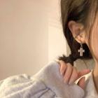 Cross Drop Earring 1 Pair - Earrings - Silver - One Size