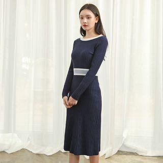 Tie-back Contrast-trim Knit Dress