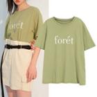 Printed Short-sleeve Top Green - One Size