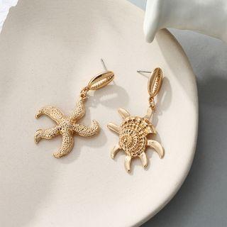 Non Matching Sea Turtle Drop Earring 1 Pair - Gold - One Size