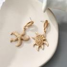 Non Matching Sea Turtle Drop Earring 1 Pair - Gold - One Size