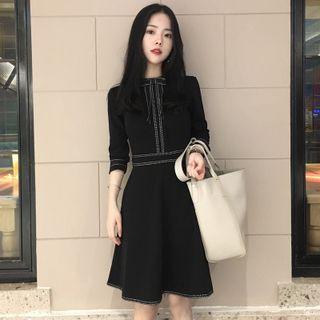 Long-sleeve Contrast Stitching Dress (various Designs)