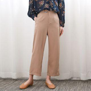 Chiffon Plain Straight Cut Dress Pants