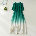 Short-sleeve Dyed A-line Dress