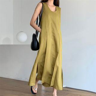 Plain Slit Overall Dress