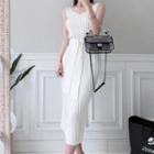 Sleeveless Midi Sheath Knit Dress White - One Size