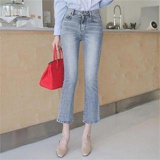 Washed Semi Boot Cut Jeans