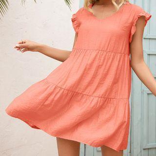 Sleeveless Ruffle Mini Shift Dress