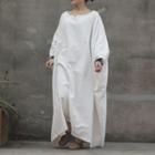 Long-sleeve Linen A-line Maxi Dress