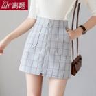 Zip Checker A-line Mini Skirt