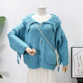 Sailor-collar Knit Cardigan