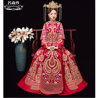Two-piece Embroidered Chinese Wedding Cheongsam