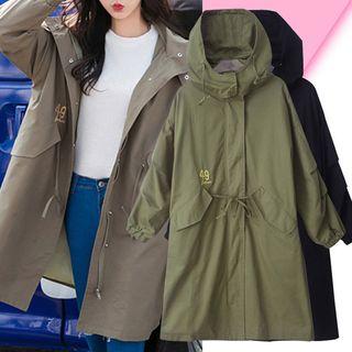 Hooded Embroidered Zip-up Parka