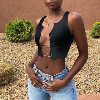Safety Pins Crop Tank Top