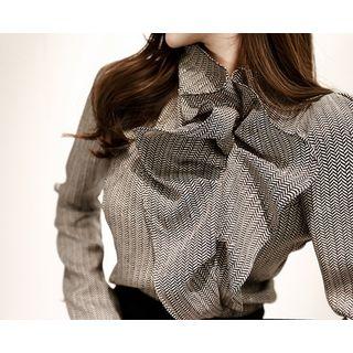 Frill-detail Herringbone Blouse
