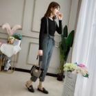 Set: Crew-neck Long-sleeve T-shirt + Cropped Suspender Pants