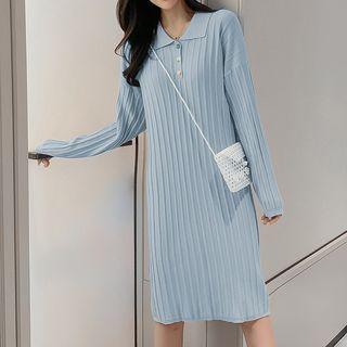 Ribbed Polo Knit Dress