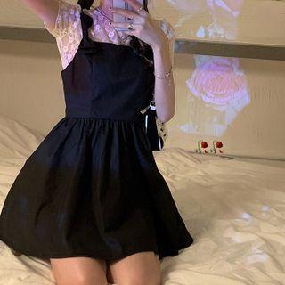 Short-sleeve Lace Top / Mini A-line Overall Dress
