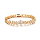 Elegant Fashion Plated Gold Flower Bracelet With Cubic Zirconia Golden - One Size