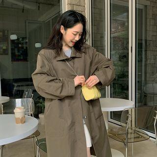 Stand-collar Hidden-button Mac Coat
