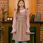 Tie-back Frilled Plaid Pinafore Dress Multicolor - One Size