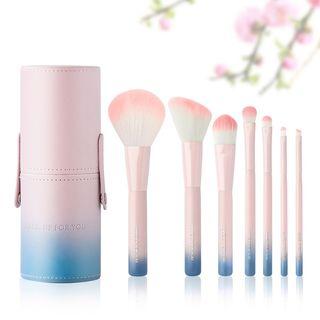 Set Of 7: Makeup Brushes With Case As Shown In Figure - One Size