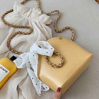 Stain Faux Leather Crossbody Shell Bag