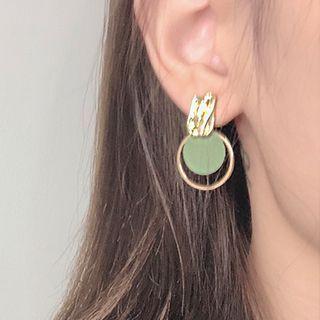 Rhinestone Alloy Hoop & Disc Dangle Earring