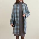 Open-front Plaid Coat Pink - One Size
