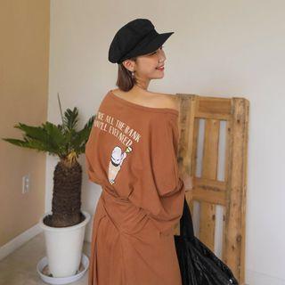 Round-neck Printed T-shirt Dress With Sash