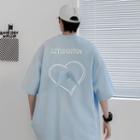 Wing Accent Heart Print T-shirt