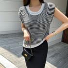 Stripe Knit Top With Necklace