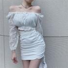 Off-shoulder Lace Blouse / Ruffled Skirt