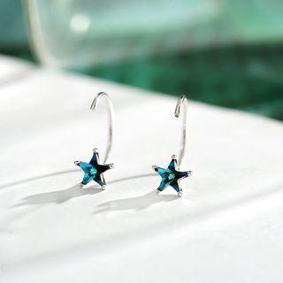 925 Sterling Silver Rhinestone Star Swing Earring Star - Star - One Size