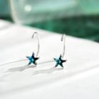 925 Sterling Silver Rhinestone Star Swing Earring Star - Star - One Size