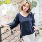 3/4-sleeve Ruched Sleeve Top