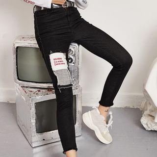 Embroidered Patch Skinny Jeans
