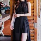 Inset Shorts Lace-panel Maxi Dress