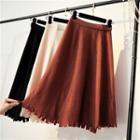 Ripped Midi A-line Knit Skirt