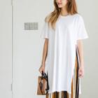 Elbow-sleeve Slit-detail Long T-shirt