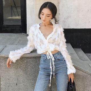 V-neck Tie-front Blouse