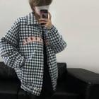 Letter Embroidered Checkerboard Jacket
