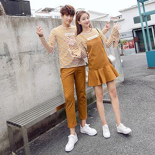 Couple Matching Set: Long-sleeve T-shirt + Pants / Jumper Dress