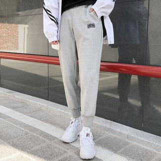 Drawstring-waist Lettering Jogger Pants