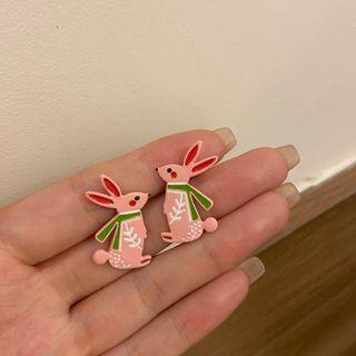 Rabbit Sterling Silver Stud Earring / Clip-on Earring