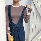 Striped Slim-fit Long-sleeve Knit Top
