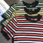 Short-sleeve Striped Crop T-shirt